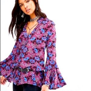 Stunning Free People tunic dress bell sleeves LG